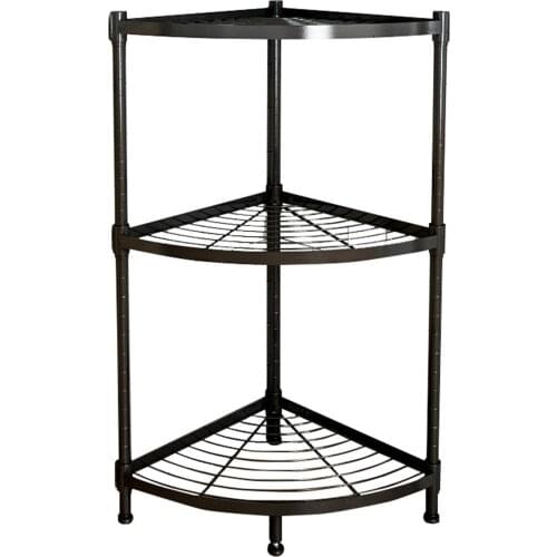 3-Tiers Corner Rack Organizer Shelf Storage Rack Detachable Free-standing Durable Carbon Steel Multipurpose for Office Home