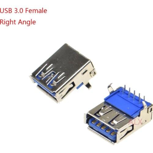 5PCS USB 3.0 TYPE-A female connector PCB Mount Socket 90 degrees usb right angle