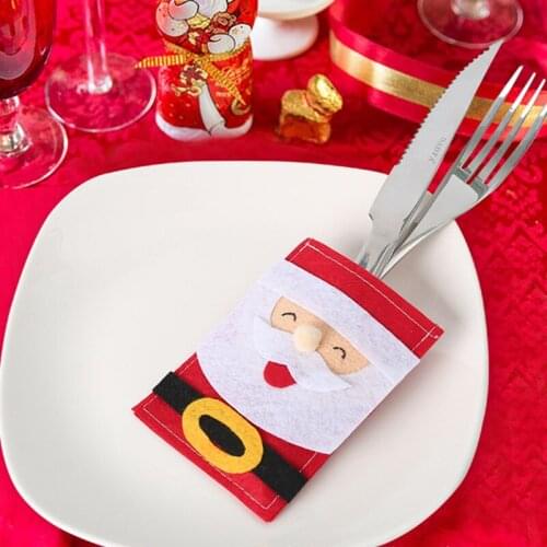 6pcs New Year Christmas Xmas Decoration for Home Santa Knife Fork Holder Navidad Natal New Year Product Christmas Party Favors