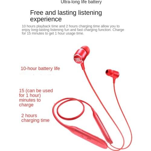 JBL-wireless bluetooth headset, sports bass equipment, magnetic, hands-free, with microphone, voice assistant Music headset