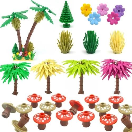 DIY Plants Accessories Mushroom Tree Building Blocks Grass Flowers City Parts Friends Jungle Bamboo Bricks Gift Kids Toys