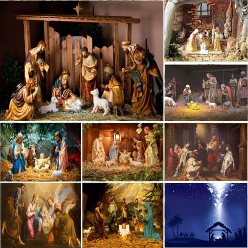Nativity Scene Photography Backdrop Christian Jesus Birth Christmas Party Photo Studio Background Decor Banner Prop