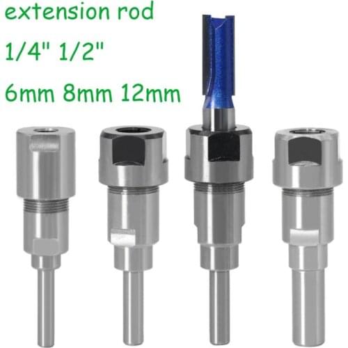 6mm 8mm 12mm 1/4" 1/2" Shank Milling Cutter Wood Carving Router Bit Extension Rod Collet Woodworking Engraving Machine Extension