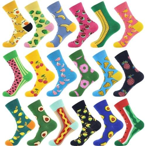 Art Socks Women Happy Funny Socks Harajuku Skateboard Female Cotton Sock Men Watermelon Lemon Banana Avocado Original Socks