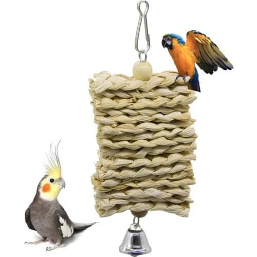 Bird Chewing Toy Interactive Funny Parrot Hanging Toy With Bell For Cage Pet Bird Cockatiel Cage Decoractive Toys Pet Supplies