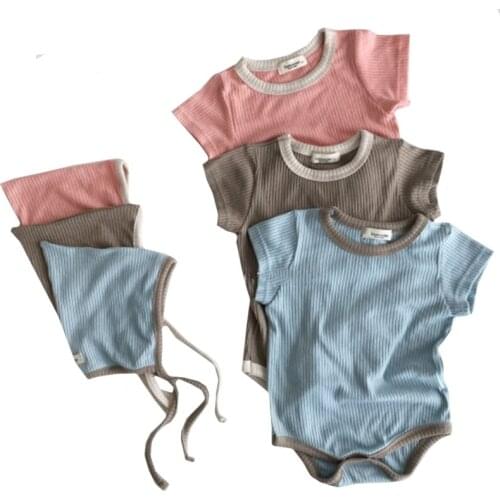 Summer New Born Baby Girls Boys Rompers 0-3Y Baby Clothing Korean Infant Girls Bodysuits Cotton Toddler Boys One Piece With Hat