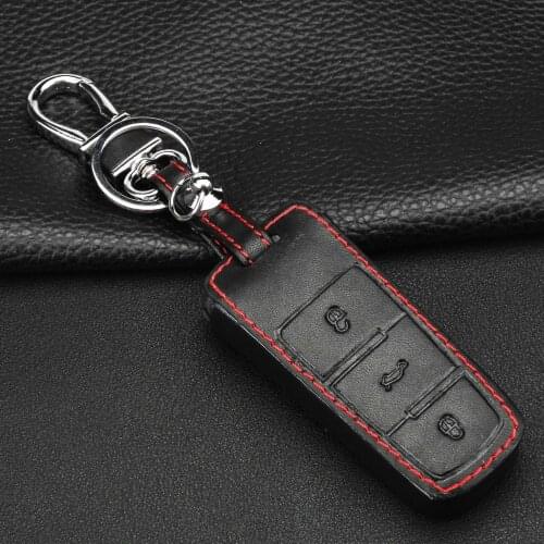 Kutery 10pcs 3 Buttons Remote Key Leather Cover Case For VW Passat CC Magotan Keychain Keyring Protector Auto Accessories