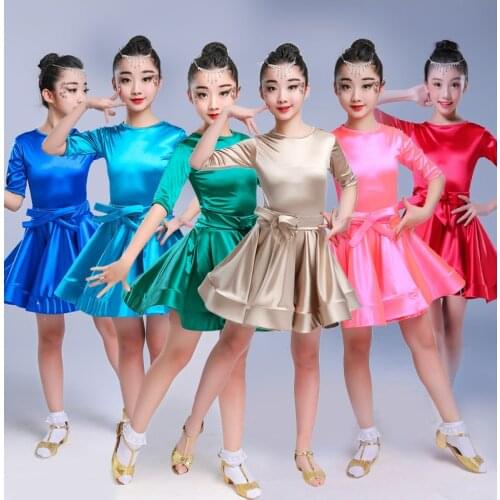 2019 girls latin dresses for dancing ballroom dance dress rumba samba spandex children samba cha cha tango skirt standard salsa