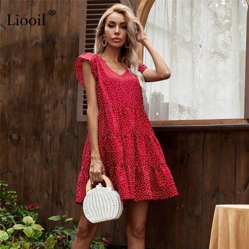 Летние платья в горошек Liooil China At AliExpress