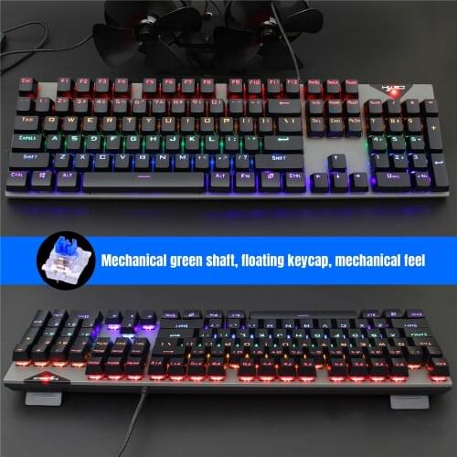 Mechanical Keyboard Wired Gaming Keyboard RGB Mix Backlit 104 Blue Switch For Game Laptop PC