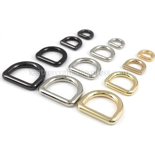 2pcs Metal Mold Cast D-ring Buckle Loops for Webbing Leather Craft Bag Strap Belt Buckle Garment DIY Accessory 10/13/16/19/24mm