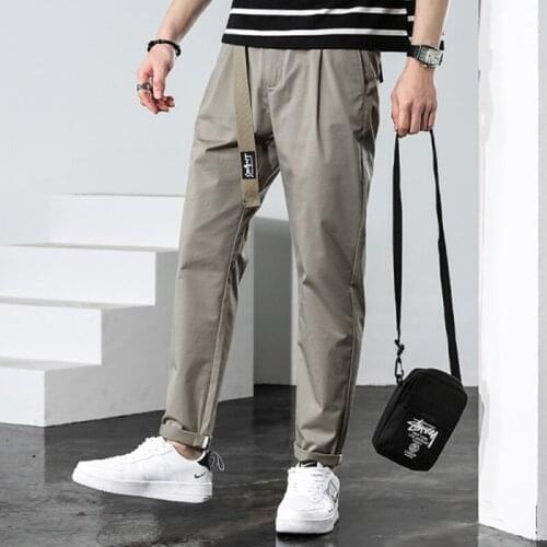 Mens Elastic Waist Fashion Harem Pants 2021 New Spring and Autumn Simple All-match Cropped Pants Young Mens Feet Trousers