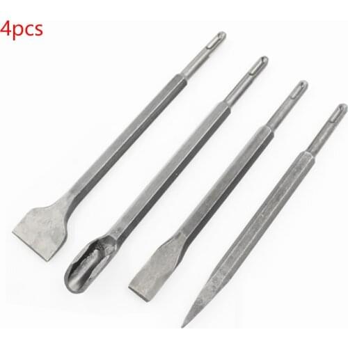 4pcs Electric Hammer Drill Bit Set chisel Shank Impact Rotary Concrete Masonry Drilling Grooving