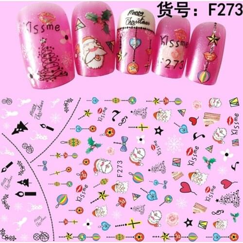 5 sheets Thin adhesive Christmas style decals Nail Art decorations Stickers acrylic nails accessoires supplies tools DIY F271275