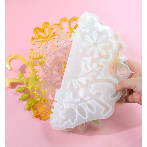 Crystal Epoxy Resin Mold Flower Clock Wall Decoration Hanging Ornaments Casting Silicone Mould DIY Crafts Home Decortives