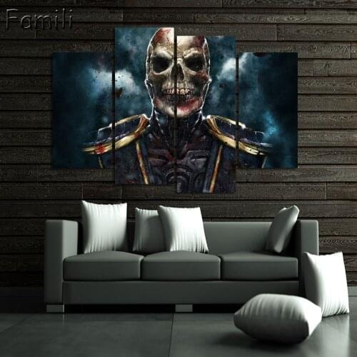 New 4 Piece canvas art Skull Abstract Canvas Painting For Bar Decoration for home Wall Painting Modular Pictures poster