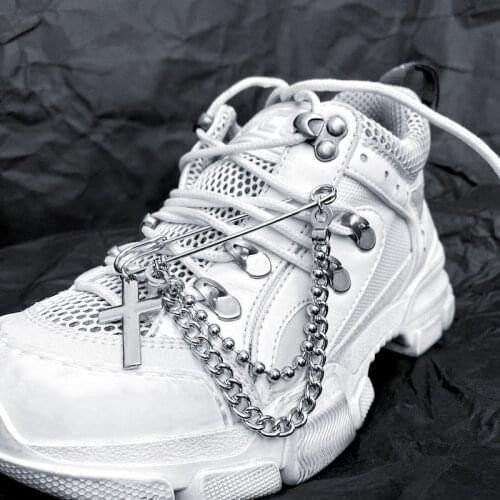 Ins Harajuku Jeans Chain Belt Unisex Cool Brooch Shoe Pants Chain Fashion Cross Pendant Chain Accessories Decoration