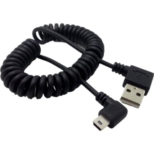 USB 2.0 Right Angle 90 Degree A Male to Right Angle Mini B 5p Male Spring Cable for MP3 HDD