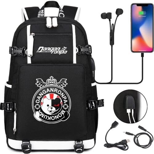 Anime Danganronpa Monokuma Backpack Capacity School Bag Kids Teens Travel Bear Bag Cosplay Cartoon Laptop Mochilas Gift