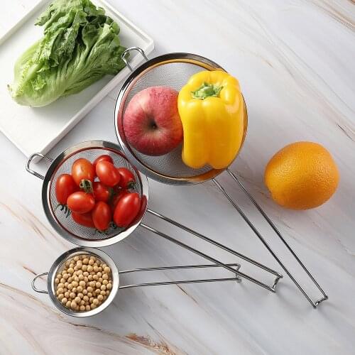 Seacreating Kitchen Supply - Set of 3 Premium Quality Fine Mesh Stainless Steel Strainers - 16cm 12cm 8cm Sizes Sift Strain Tea