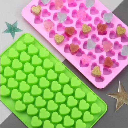 55 Cavities Small Love Food Silicone Chocolate Mold, Mini Heart Shaped Silicone Mold
