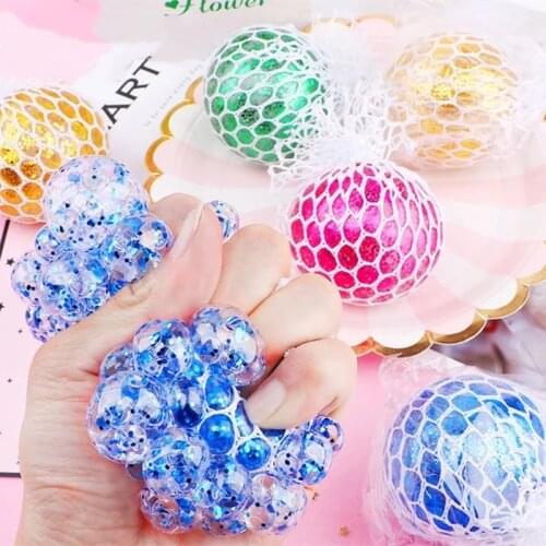 Stress Relief Squeeze Grape Balls Relieve Pressure Balls Hand Fidget Toy Rainbow Novetly Squeeze Ball Mesh Balls