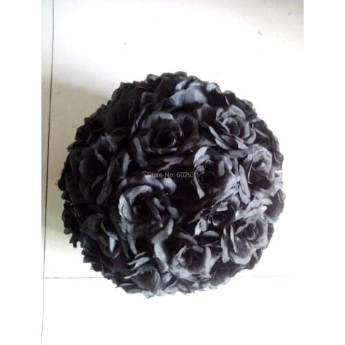 SPR 15cm black 15pcs/lot wedding flower decoration,kissing flower ball,celebration decoration flower ball,party decoration