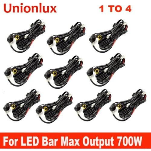 10CS LED Work Light Bar 1 to 4 Harness Wiring Relay Cable Kit for Auto Driving Offroad Led Work Fog Lamp Loom