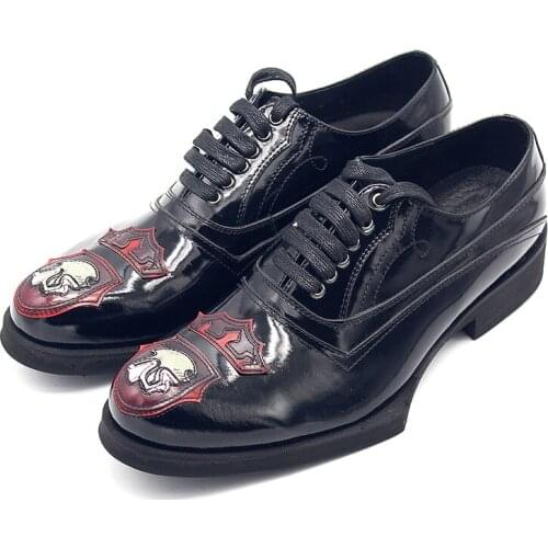 Spring and autumn Lace up Oxford handmade Genuine leather wedding Shoes Formal Fashion men shoes