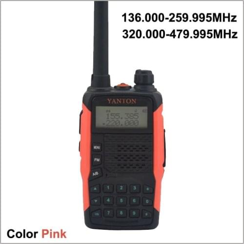TX & RX both from 136.000-259.995MHz & 320.000-479.995MHz Dual Band FM Portable Two-way Radio YANTON GT-03 Color Pink