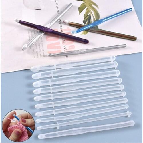 U90E DIY Crafts Making Tool Crochet Hook Crystal Epoxy Resin Mold DIY Knitting Sweaters Scarves Tool Casting Silicone Mould