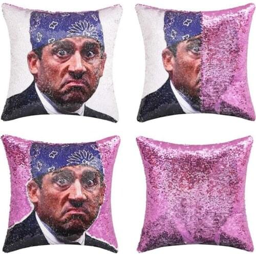 Magic Reversible Pillow Case Friends Tv Show,The Office Prison Mike,Flash Sequins Pillow Cover, Color Changing Pillow