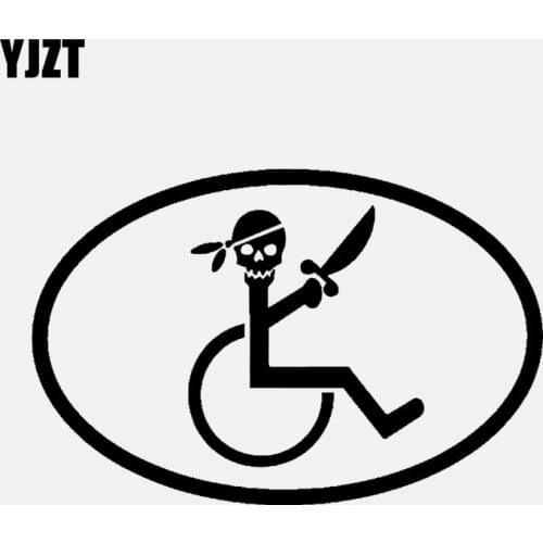 YJZT 13.2CM*8.6CM Handicap Pirate Symbol Funny Vinyl Decal Car Sticker Black/Silver C3-1845