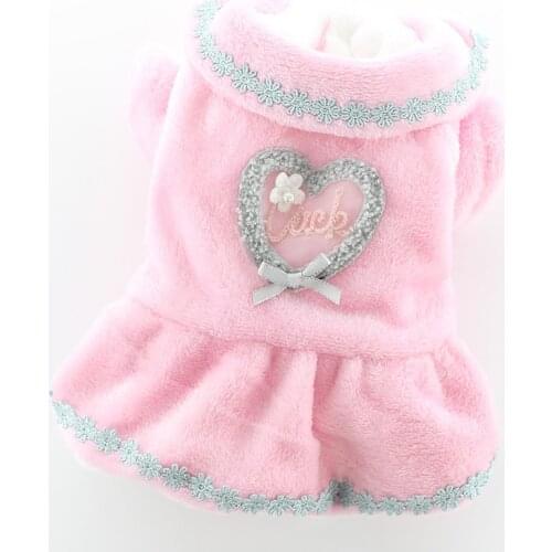 Pet Winter Dress Cat Small Dog Costumes Warm Dog Clothes Cute Heart Dog Outfit Garment Dresses Dropshipping Pet Products Apparel