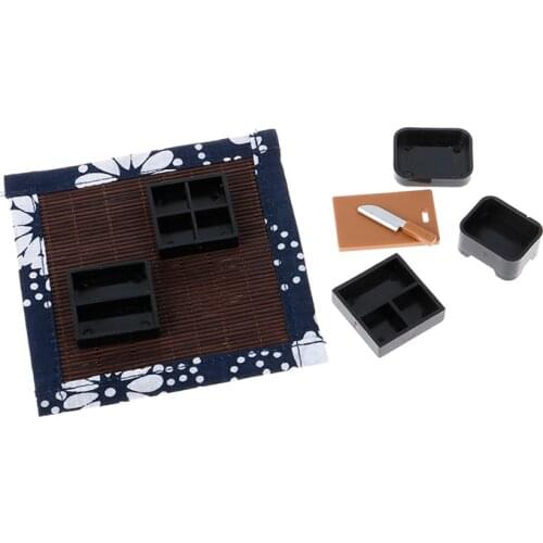 1:12 Miniature Picnic Lunch Box Japanese Style Sushi Box Cooking Utensil Toys for Dollhouse Kitchen Accessories