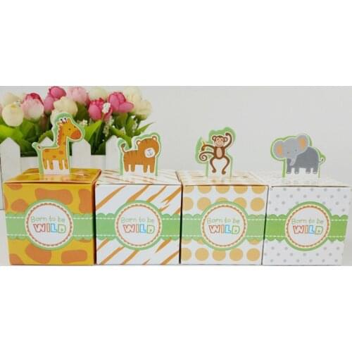 10pcs/lot Cute Animal Tiger Graffe Monkey Elephant Candy Bags Bags Gift Bags Greeting Baby Shower Birthday Party Candy Box