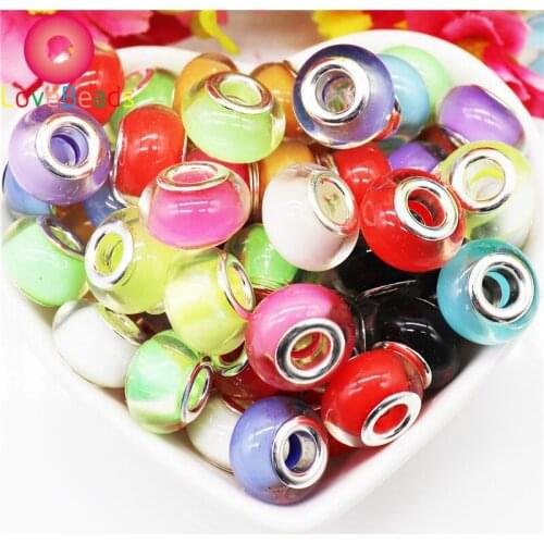 10Pcs/Lot Mixed Color Rondelle Beads 5mm Large Hole European Spacer Beads Fit Pandora Charms Bracelet Hair Jewelry Keychains DIY