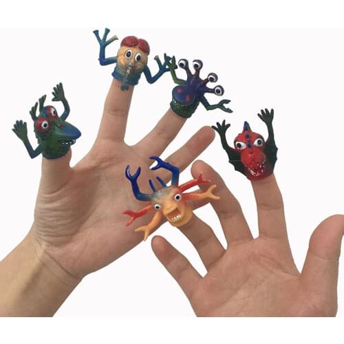 5Pcs/Set Novelty Finger Toys TPR Plastic Simulation Animal Monsters Alien Hand Puppets Dolls Hand Story Toys For Children Boys