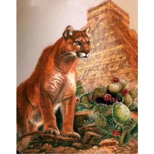 5D DIY Diamond Painting by Number"Leopard Cactus"Embroidery Full Square 3D DMC Cross Stitch Crystal of Rhinestone Mosaic Puzzle