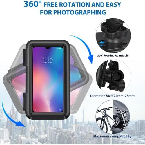 6.8 inch Waterproof Bicycle Phone Holder Stand Motorcycle Handlebar Mount Bag Cases Universal Bike Scooter Cell Phone Bracket