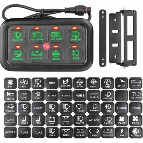 8 Gangs Rocker Switch Panel Control System Kits Universal Jeep Switch Box Touch Panel On Off Button for Pickup ATV UTV SUV