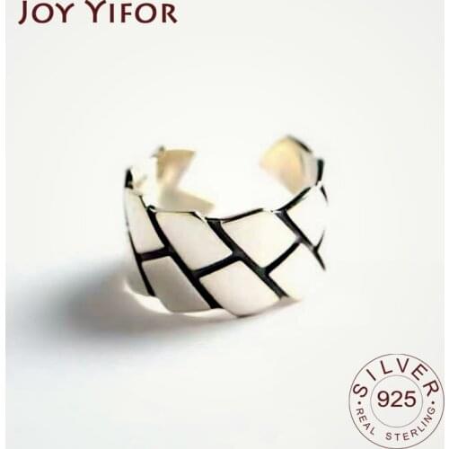 925 Sterling Silver Rings for Women pattern black vantage Geometric 925 Silver Wedding Fine Jewelry Minimalist Gift