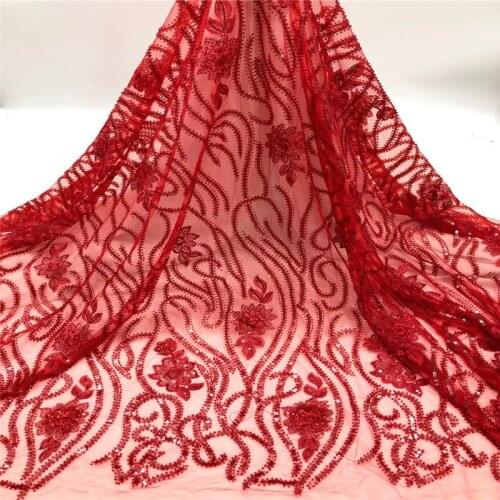 African beaded Cord Lace Fabric 2020 High Quality Lace French Sequence Tulle Lace Nigerian Voile Lace Fabrics For dress jh19-94