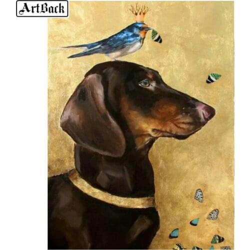 New 5d diy diamond painting dog bird pattern full square diamond mosaic 3D round drill diamond embroidery rhinestone art