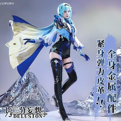 Anime! Genshin Impact Eula Game Suit Aestheticism Lovely Jumpsuits Uniform Cosplay Costume Halloween Party Outfit Women 2021 NEW