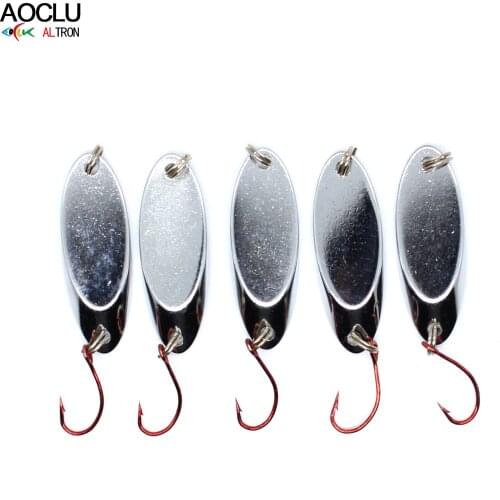 AOCLU small Lure Fishing Spoons 5 Pcs/lot 1.5g 2g 3.5g 5g Metal Casting Jig Lures with Single Hook Fishing Lures