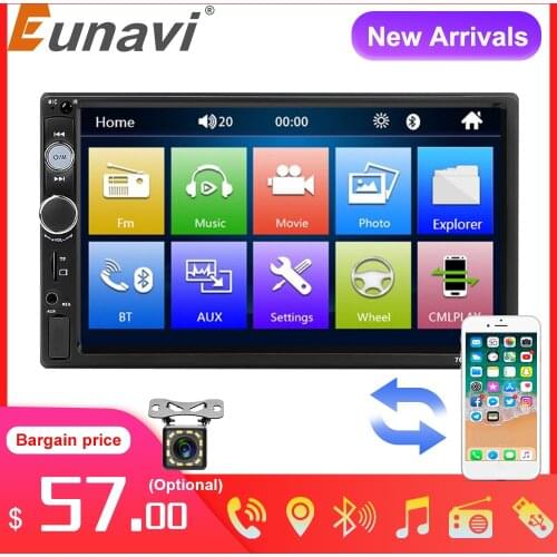 Eunavi 2 din Car Radio 7" HD Autoradio Multimedia Player 2 DIN Touch Screen Auto audio Car Stereo MP5 Bluetooth USB TF FM Camera