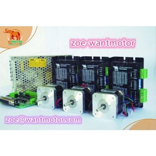 USA&EU&Asian Free shipping!Wantai 3Axis Nema17 Stepper Motor 42BYGHW609 1.7A 56oz-in+Driver DQ420MA 1.7A 36V 128Micro 3D Printer