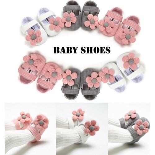 New Baby Girls Cotton Pram Shoes Toddler Sneakers Flower Soft Sole Prewalkers 0-18M