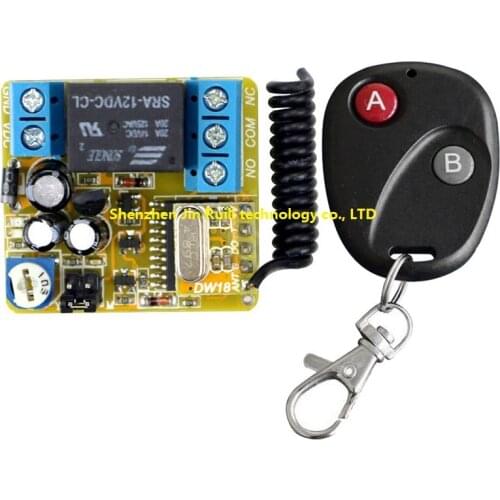 DC12V 1CH Wireless Time delay Remote Control Switch System Transmitter with Two-button Receiver for Appliances Gate Garage Door
